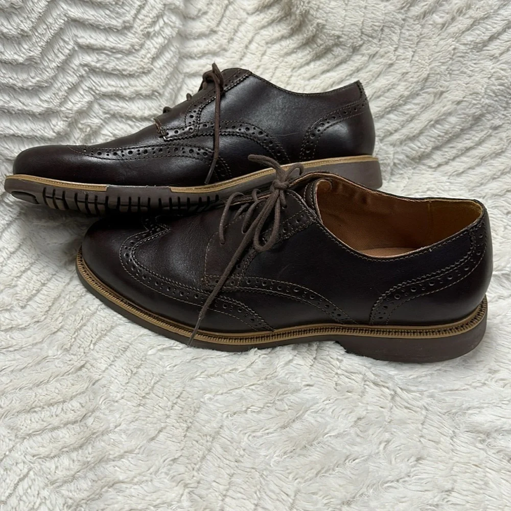 COLE HAAN  GRAND OS OXFORD Dark Brown, Wingtip Oxford Lace Up Shoes, 10.5 M EUC